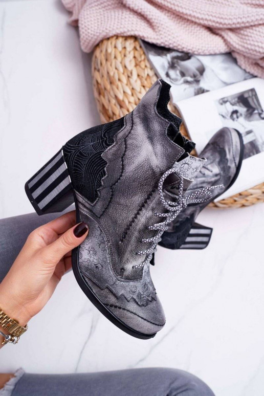 Women's Leather Boots Maciejka Grey