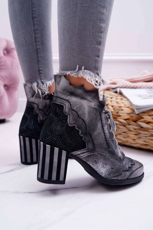 Women's Leather Boots Maciejka Grey