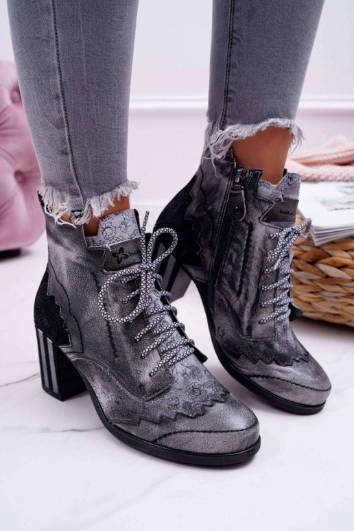 Women's Leather Boots Maciejka Grey