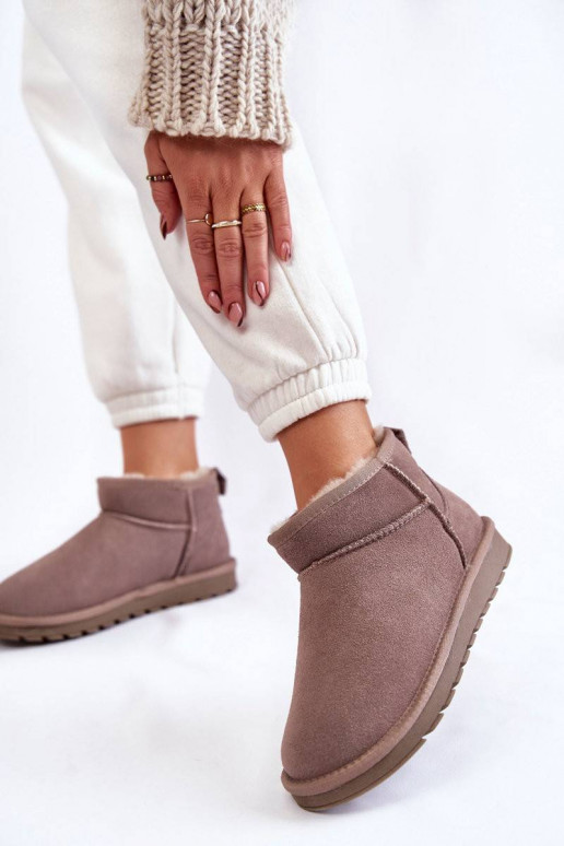 Women's Suede Low Snow Boots Grey Shelie