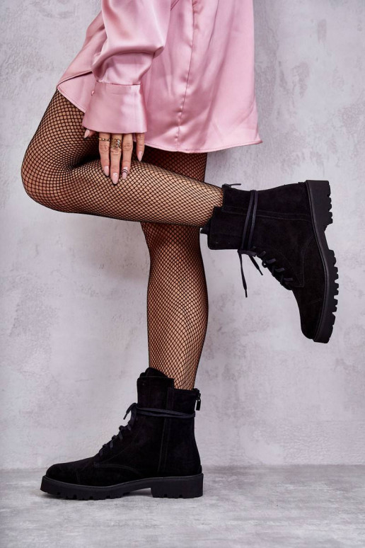 Suede boots with a zipper Nicole Black