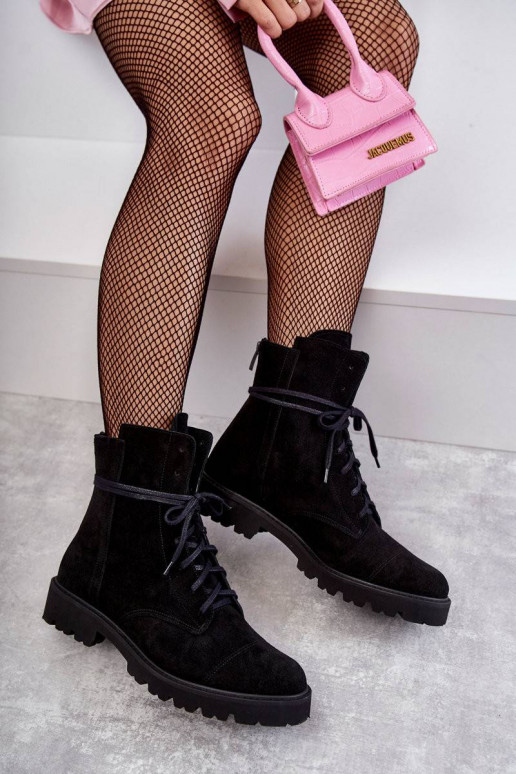 Suede boots with a zipper Nicole Black