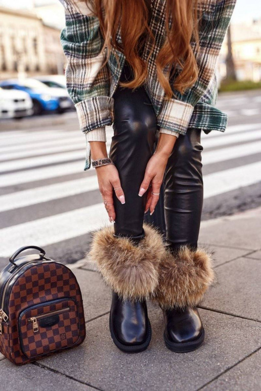 Women's Leather Snow Boots With Eko...