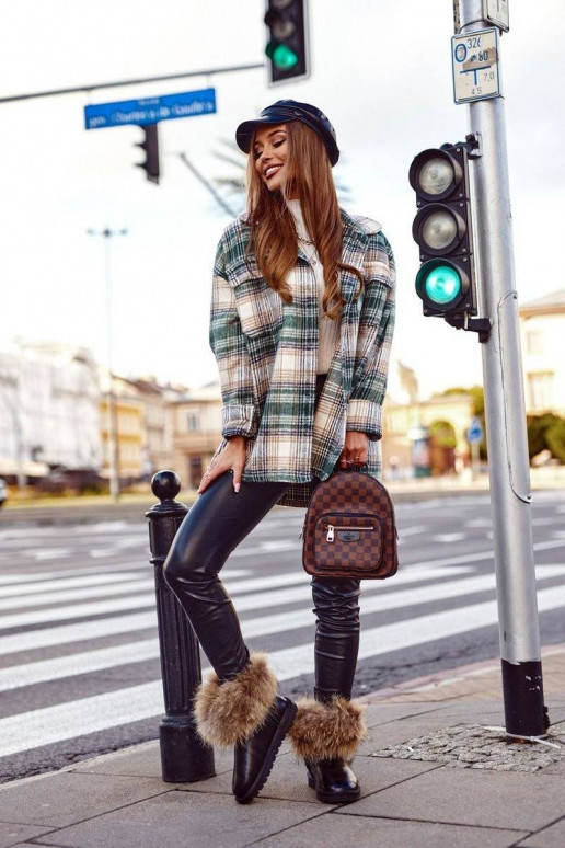 Women's Leather Snow Boots With Eko...