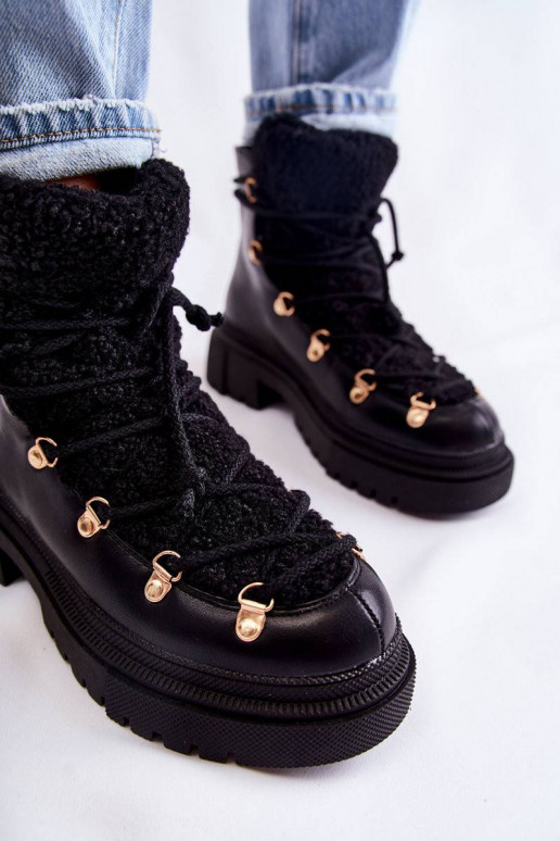 Leather Warm Boots Black Arisa