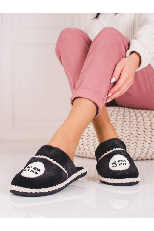 Black slippers with fur Shelovet