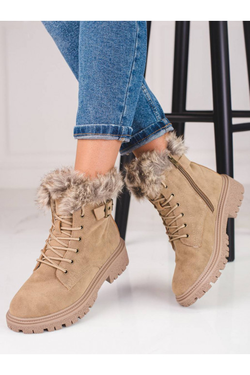 Boots with fur Shelovet dark beige