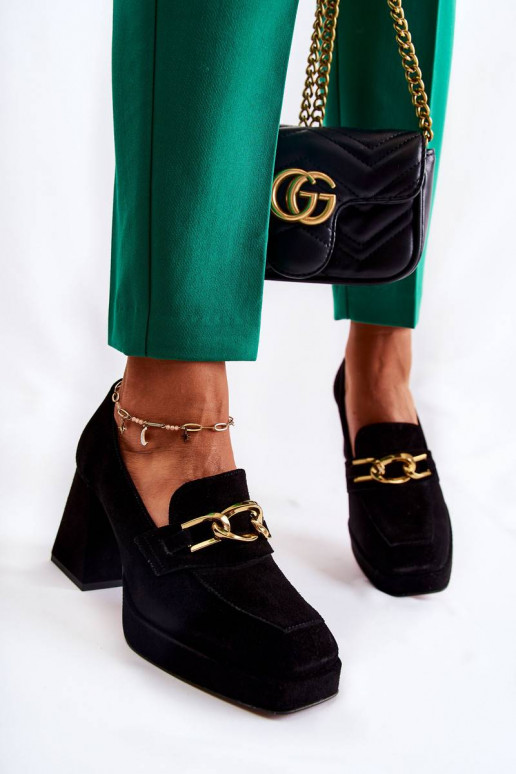 Suede Pumps With A Decorative Chain...