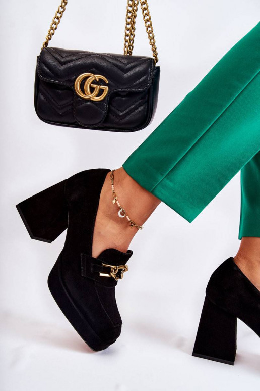 Suede Pumps With A Decorative Chain...