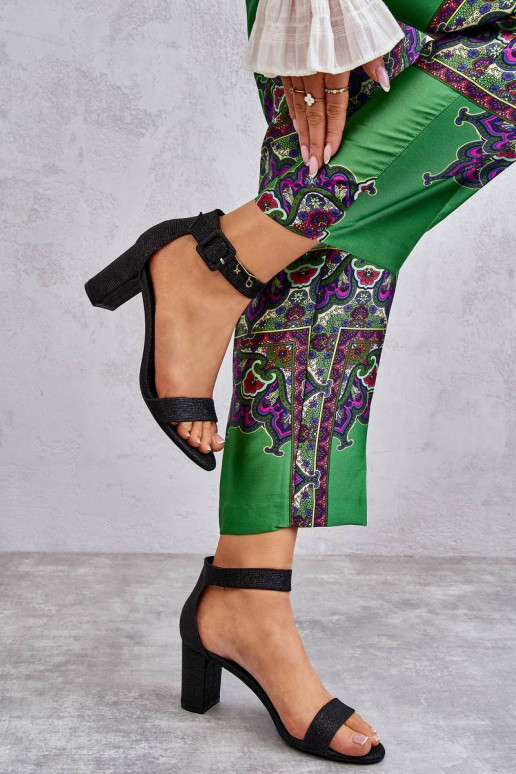 Glossy Heel Sandals Black Maxim