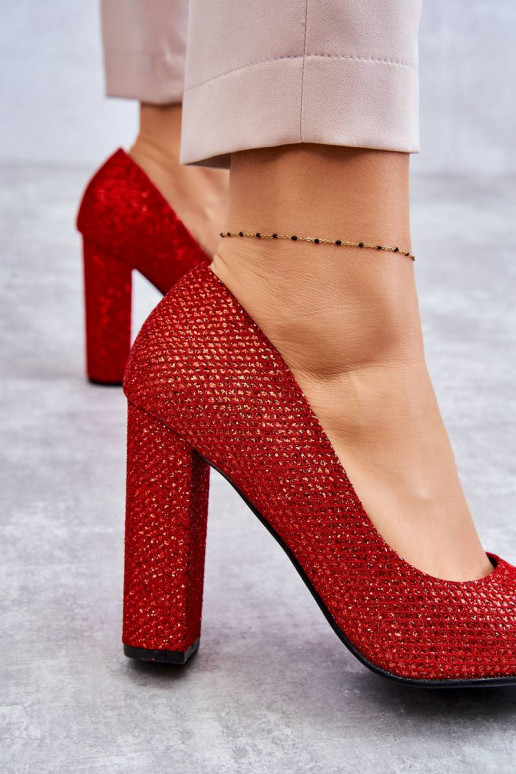 Shiny Pumps On Heel Red Elmira