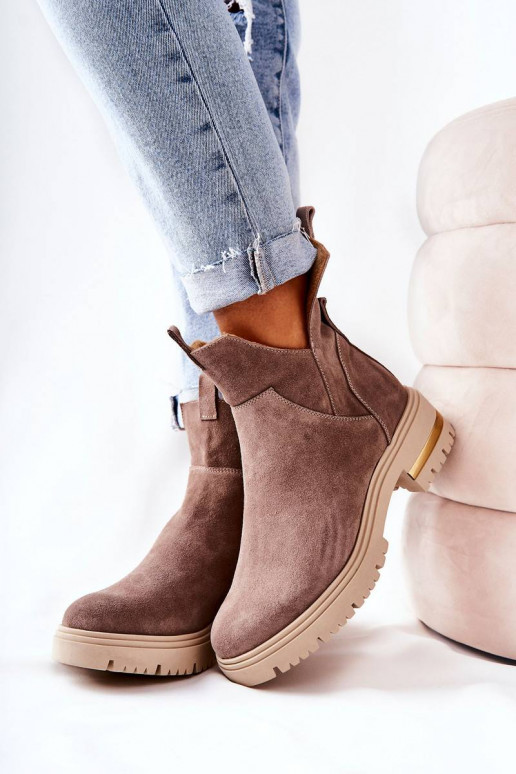 Padded boots opening Cappucino Tanya