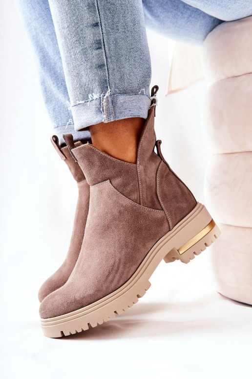 Padded boots opening Cappucino Tanya