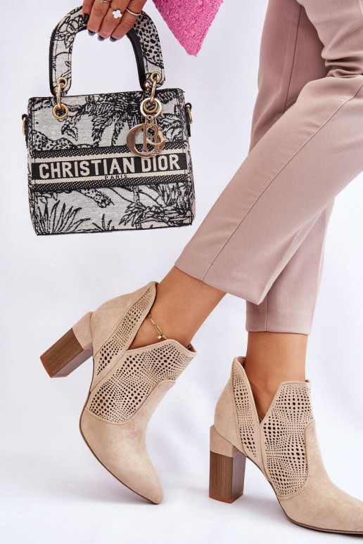 Openwork Suede High Heel Boots Light...