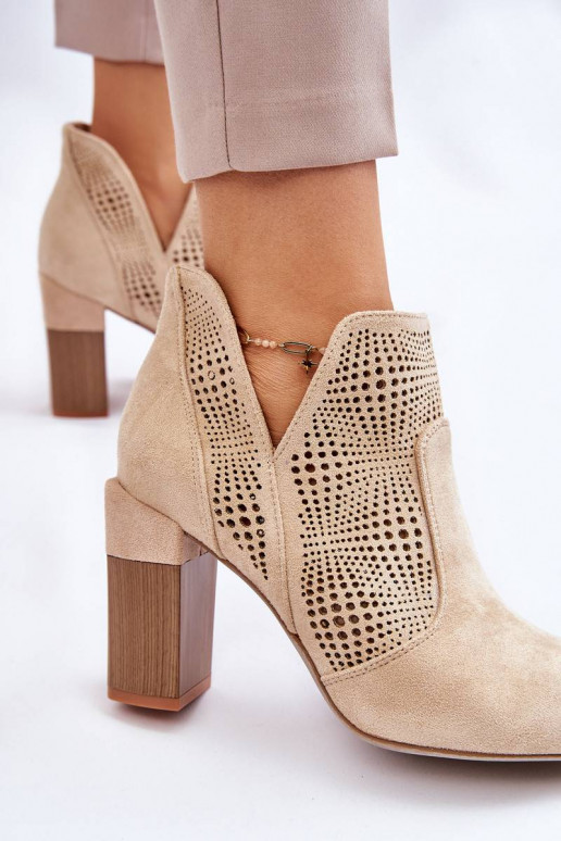 Openwork Suede High Heel Boots Light...