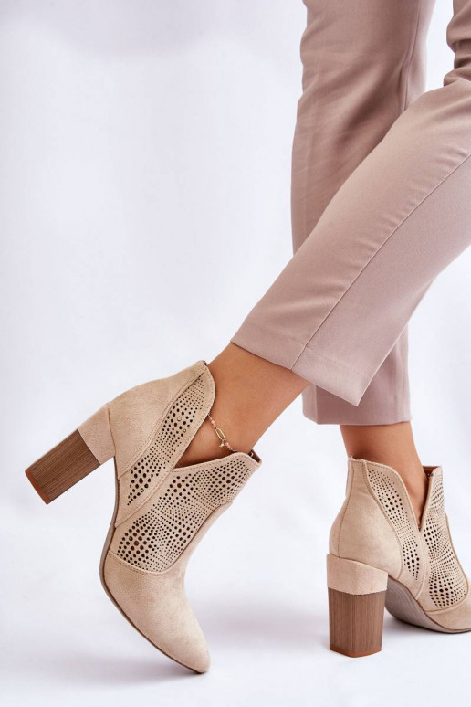 Openwork Suede High Heel Boots Light...
