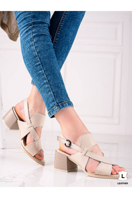 Genuine leather sandals on the heel...