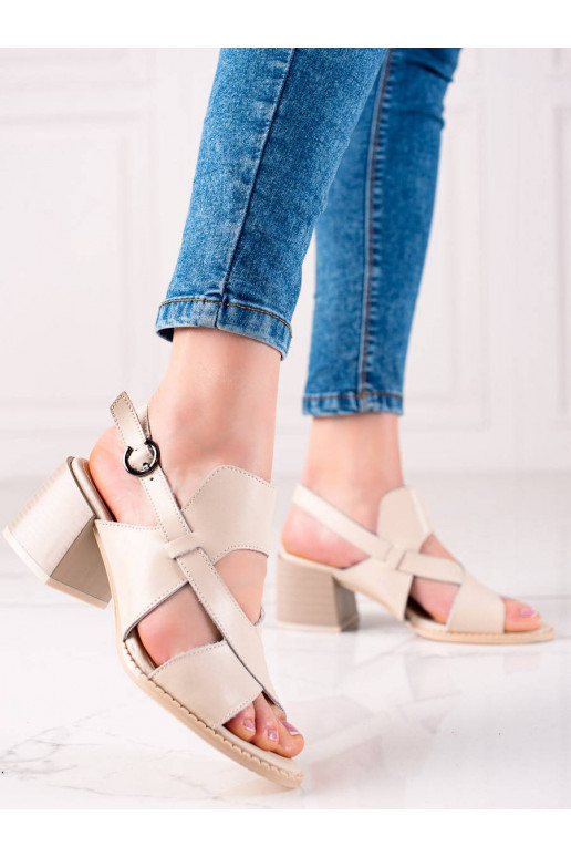 Genuine leather sandals on the heel...