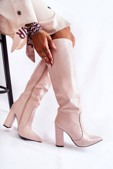 Trendy Boots On A Bar Beige...