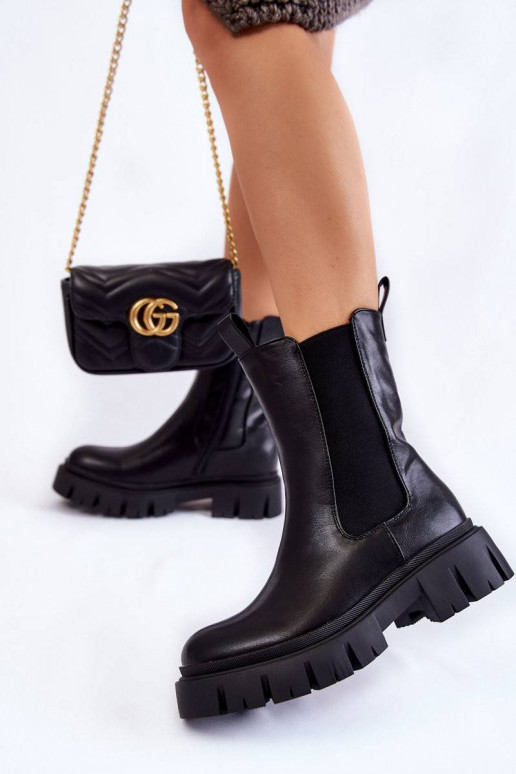 Women's Worker Boots On The Platform...