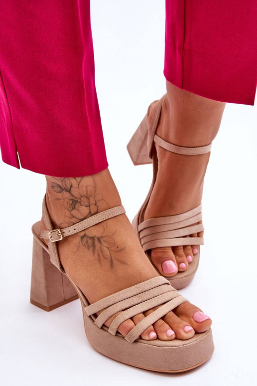 Women's Suede Platform Sandals Beige...