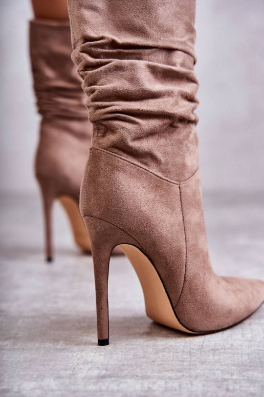 Women's Wrinkled Boots Boots Brown...