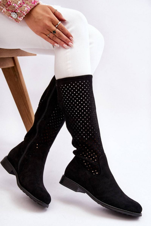 Women's Suede Openwork Over Knee...
