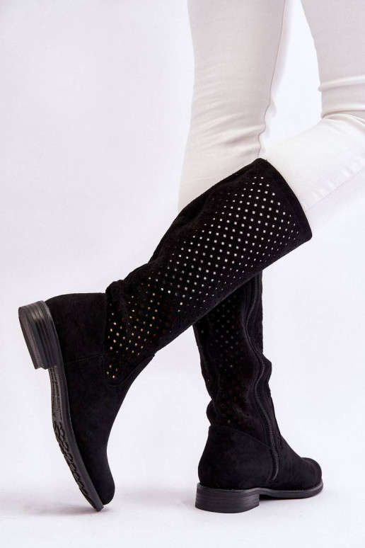 Women's Suede Openwork Over Knee...
