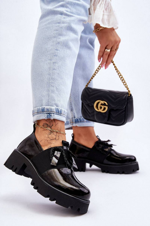 Lacquered Shoes With Ornaments Black...