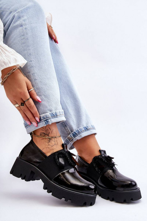 Lacquered Shoes With Ornaments Black...