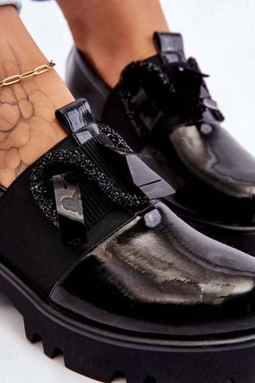 Lacquered Shoes With Ornaments Black...