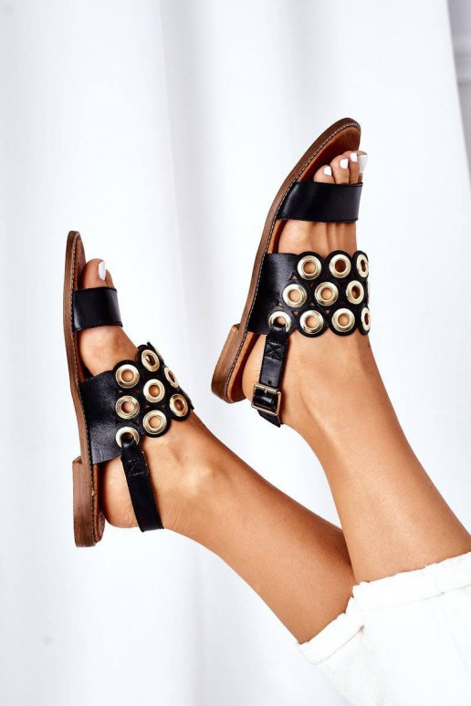 Leather Openwork Sandals Lewski Shoes...