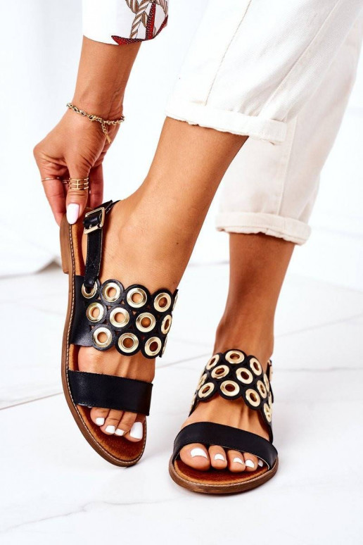 Leather Openwork Sandals Lewski Shoes...