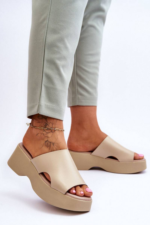 Women's Leather Platform Sandals...