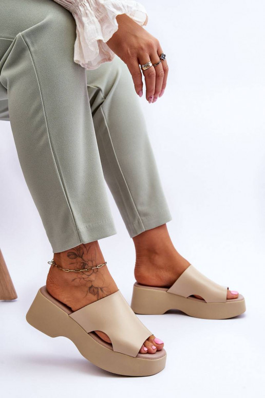 Women's Leather Platform Sandals...