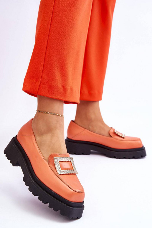 Comfortable Leather Loafers Orange...