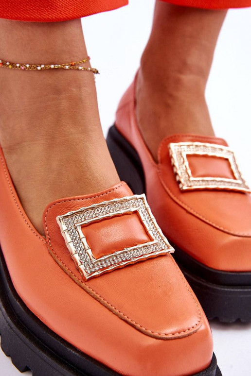 Comfortable Leather Loafers Orange...