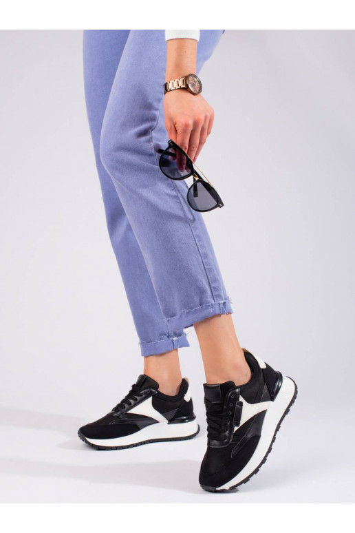 Black sneakers with a high platform...