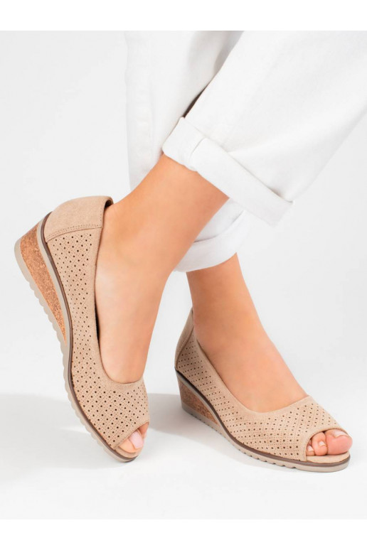 With elements of openwork of suede...