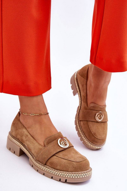 Elegant Suede Loafers Dark Beige Laverne