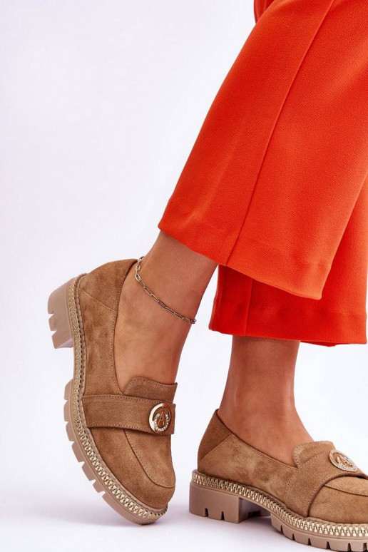 Elegant Suede Loafers Dark Beige Laverne