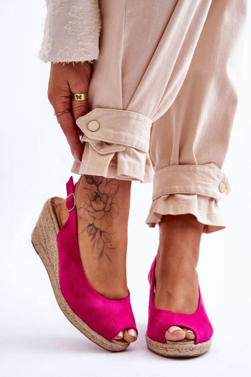 Suede Wedge Sandals Fuchsia...