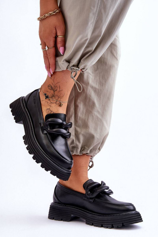 Leather Moccasins Shoes Big Star Black