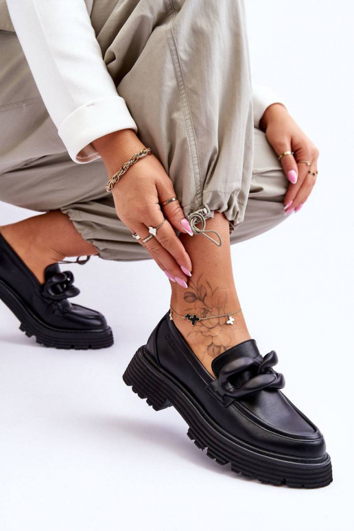 Leather Moccasins Shoes Big Star Black