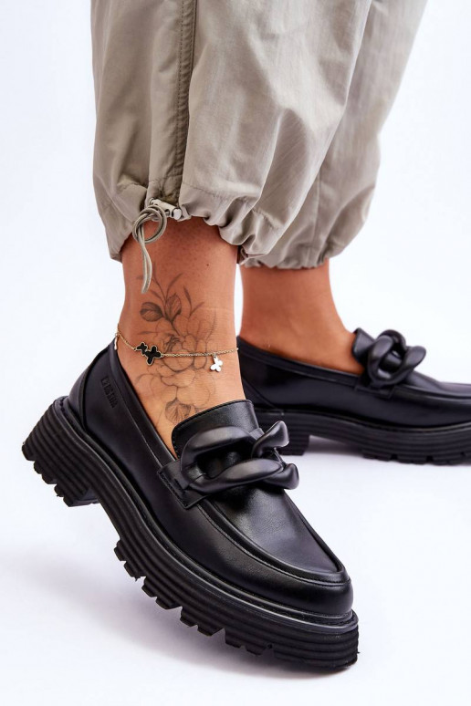 Leather Moccasins Shoes Big Star Black