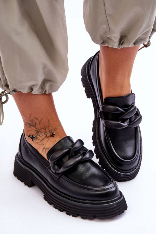 Leather Moccasins Shoes Big Star Black