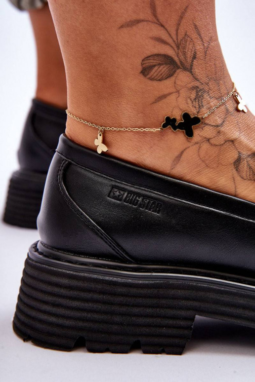 Leather Moccasins Shoes Big Star Black