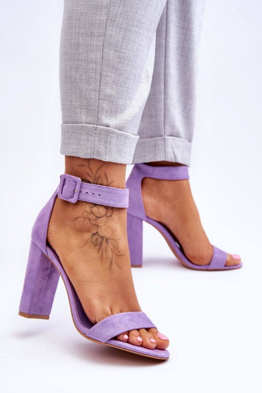 Suede High Heels Sandals Violet...
