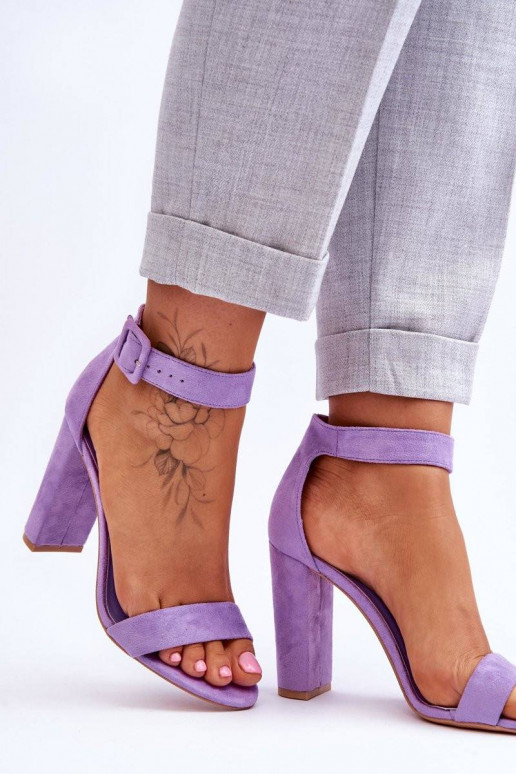 Suede High Heels Sandals Violet...