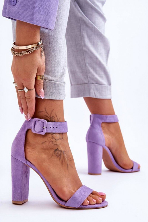 Suede High Heels Sandals Violet...